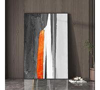 ZMFBHFBH Peinture Abstraite Sur Toile Peinture Minimaliste Oversize Peinture Originale Énorme Mur Art Gris Et Orange Art Room Decor 70x100cm (28x39in) Avec Cadre