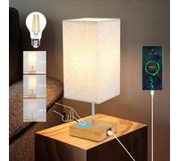 ZMH 1 set lampe de table touch dimmable lampe de chevet 2 USB - Vintage lampe de table avec fonction de charge E27 rechargeable lumière de nuit avec abat-jour en tissu pour salon chambre à coucher Bed