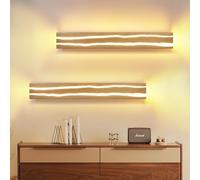 ZMH 2 pièces applique murale LED applique murale intérieur - lampe de couloir moderne en bois 3000K blanc chaud 50CM salon 8W chevet couloir escalier éclairage