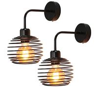 ZMH 2 pièces Applique Murale Vintage Industrielle en Métal Noir - Luminaire Intérieur E27, Spot Mural pour Salon, Chambre, Cuisine, Salle à Manger, Couloir, Escalier et Bar