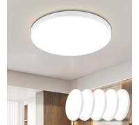 ZMH 5ER LED Plafonnier salle de bain Plafonnier plat blanc 17W IP44 étanche Lampe de salon 28cm ronde Moderne Lampe de cuisine pour chambre couloir