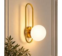 ZMH Applique Murale Couloir Intérieur Verre Chambre Éclairage Mural Doré | Moderne Lampe de Couloir E14 Boule de Verre Rétro Éclairage Mural pour Escalier Lit Salon (sans ampoule)