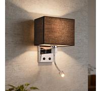 ZMH Applique murale d'intérieur pour chambre à coucher - Spot mural LED | noir, lampe de lecture pivotante à 360°avec abat-jour en tissu, design moderne, douille E27, avec interrupteur pour hôtels