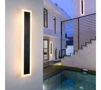 ZMH Applique murale extérieure LED noire IP54 étanche Eclairage mural Moderne LED fixe intégré Blanc chaud 3000K 50CM 10W Rectangulaire