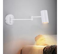 ZMH Applique murale intérieure GU10 Lampe de chambre à coucher Spot mural Moderne Blanc Bras long Pivotant Métal Eclairage mural pour salon Sans ampoule