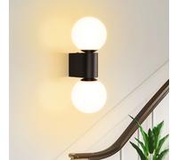 ZMH Applique murale intérieure moderne Applique chambre Eclairage mural couloir en blanc G9 Spot mural 2 flammes en verre Max. 25W Sans ampoule