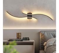 ZMH Applique murale LED Applique intérieure 14W Lampe de couloir 100CM Noir Lampe de cage d'escalier Design moderne vague 3000K Blanc chaud Eclairage mural minimaliste pour chambre à coucher salon cou
