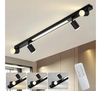 ZMH Black Ceiling Spotlight 4 Flames Ceiling Light Dimmable avec Remote Control Swivel 350° Modern Style for Bedroom Kitchen