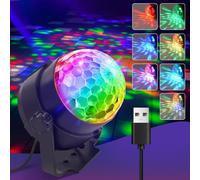 ZMH Boule à facettes RGB,rotation 360°,Music Activated Discolight,Lampe de fête LED,2.3W,Effets lumineux dynamiques disco 4M,USB,lumière de fête,pour Halloween/enfants