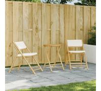 ZMH Chaises de bistrot 2 pcs. Pliable avec coussin blanc crème Bambou