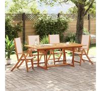 ZMH Chaises de jardin 4 pcs. Pliable Bois massif Acacia et Textilène
