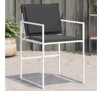 ZMH Chaises de jardin avec coussins 4 pcs. Blanc Acier et Textilène
