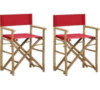 ZMH Chaises de régie pliantes 2 pcs. Rouge Bambou et tissu
