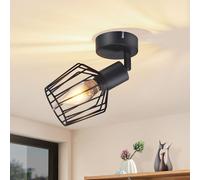ZMH E14 Projecteur Pivotant Spot de plafond 1 flamme Noir Métal Lampe de couloir Industrie Spotlight Pivotant 350° Projecteur mural Lampe Couloir Salon