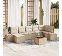 ZMH Ensemble canapé de jardin 8 pièces Beige et Crème Poly-Rotin Grand