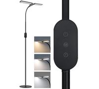 ZMH Lampadaire LED à intensité variable pour le salon - Lampadaire noir 9W avec minuterie et fonction mémoire Luminosité et température de couleur réglables Lampe à poser tactile pour chambre à couche