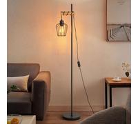 ZMH Lampadaire Salon Bois Lampadaire Vintage : Noir Lampe de salon debout Lampadaire design industriel en métal E27 Douille 152cm Rétro Lampe sur pied pour chambre à coucher (sans ampoules)