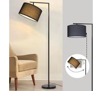 ZMH Lampadaire Salon Noir Lampadaire : Lampadaire Tissu Design Moderne Déco Lampe de lecture Douille E27 Max. 40W Lampadaire avec interrupteur à pied Lampe de lit 166cm Sans ampoules