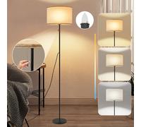 ZMH Lampadaire Salon Tissu Vintage Lampadaire LED 136cm Lampe sur pied Beige Abat-jour 3000K-6500K Interrupteur à cordon Rétro