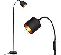 ZMH Lampadaire Salon Vintage Noir Lampadaire Tissu Arc 360° Pivotant Moderne avec Interrupteur à Pied E14 Lampadaire Métal Design Lampadaire pour Chambre Bureau