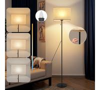 ZMH Lampe à poser Tissu Salon Vintage Lampadaire LED Variable Lampe à poser 134cm Lampadaire Beige Abat-jour Lampe de salon Interrupteur à câble