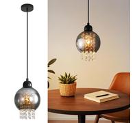 ZMH Lampe à suspension de table à manger Lampe de table à manger de salon Verre noir E27 Lampe à suspension chambre à coucher Lampe à suspension 1 flamme Moderne Lampe de salle à manger Cristal pour c