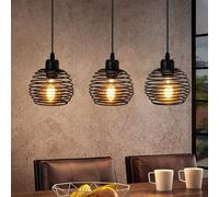 ZMH Lampe à suspension vintage noire E27 Lampe à suspension métallique rétro Lampe de table à manger 3 flammes