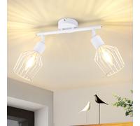 ZMH Lampe de plafond à 2 flammes Spot de plafond pivotant Spot de plafond blanc Métal E14 Vintage Spotlight Intérieur pivotant 350° Applique murale couloir corridor salon
