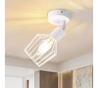 ZMH Lampe de plafond E14 Projecteur orientable - Spot de plafond 1 flamme blanc métal Lampe de couloir industrielle Spotlight orientable 350° Projecteur mural Lampe pour couloir salle de séjour