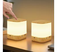 ZMH Lampe de table sans fil 2 LED Veilleuse tactile Batterie rechargeable 3600mAH Rechargeable USB Lampe de chevet avec 3 températures de couleur Fonction minuterie