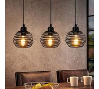 ZMH Lampe pendante Retro Dining Table Lamp Black E27 3 Flames Retro Metal Suspension Shade Modern Height Adjustable Suspension Lamp For