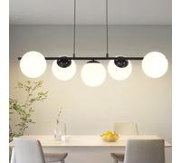 ZMH Lampe suspendue en verre Table à manger Lampe à suspension noire E27 5 flammes 150CM Réglable en hauteur Créative pour salle à manger Salon Comptoir de bar I sans ampoules