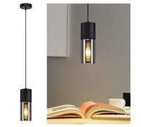 ZMH Lampe suspendue Noir Table à manger Lampe suspendue 1 flamme Suspension E27 Cuisine Verre Métal Suspension industrielle Moderne pour le salon Chambre à coucher