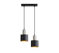 ZMH Lampe suspendue table à manger E27 Lampe de cuisine suspendue 2 flammes Lampe de salle à manger noire or Lampe à suspendre cuisine îlot Sans ampoules