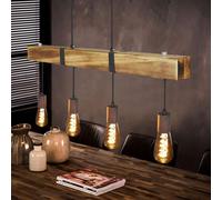 ZMH Lampe suspendue Vintage en bois Lampe de table à manger Rétro Lampe à suspension réglable en hauteur avec 80CM poutre en bois pour salle à manger cuisine