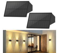 ZMH Lampes solaires pour mur extérieur 2 PERSONNES Lampes solaires murales extérieures Lampes murales extérieures Blanc chaud lampes solaires murales étanches Up and Down éclairage lampe solaire pour