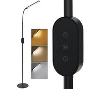 ZMH LED Lampadaire à intensité variable Salon Liseuse - Moderne Lampadaire Noir Touch 9W avec minuterie et fonction mémoire Col de cygne flexible H:178CM