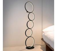 ZMH LED Lampadaire Noir Blanc Chaud Dimmable Touch Switch Moderne 5-flamme en forme d'anneau 32W pour chambre à coucher salon bureau