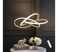ZMH LED Lampe suspendue de table à manger Lampe à suspension à intensité variable avec télécommande Lustre Hauteur réglable Blanc Ø62cm 59W Anneaux Salon