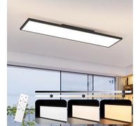 ZMH LED Panel Plafonnier Noir Dimmable 100x30 CM Plafonnier Plat Bureau avec télécommande 24W Lampe de cuisine Lampe de bureau pour cuisine chambre couloir