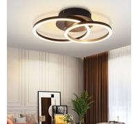 ZMH LED Plafonnier 2 anneaux noir Rotatif Plafond Blanc Chaud Rond Lampe de Chambre 24W 3000K pour Salon Cuisine