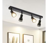 ZMH LED Plafonnier 4 flammes Noir Plafonnier Spots GU10 Pivotant Applique Intérieure Métal pour hall salon cuisine chambre à coucher, Sans ampoule