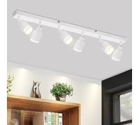 ZMH LED Plafonnier 6 flammes Blanc Vintage Réglable GU10 Pivotant Spot de plafond pour salle à manger Spot mural industriel Sans ampoules