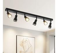 ZMH LED Plafonnier 6 flammes Noir Plafonnier Spots GU10 Pivotant Applique Intérieure Métal pour Couloir Chambre Jeune