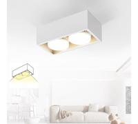 ZMH LED Plafonnier Blanc Spot à monter avec 2 flammes blanc chaud GX53 10W Spot de plafond pivotant angulaire pour cuisine salon salle à manger couloir couloir