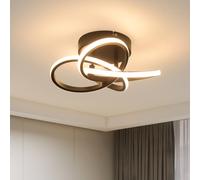 ZMH LED Plafonnier cuisine 28W 3000K noir Plafonnier blanc chaud Métal Moderne Fleur à quatre pétales Design Plafonniers Chambre à coucher