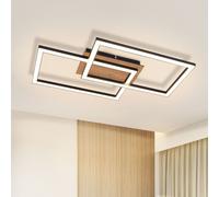 ZMH LED Plafonnier Moderne Bois 3000K Blanc Chaud Noir Rectangle Design 24W Lampe de cuisine Lampe de couloir Lampe de salon pour chambre à coucher Salle à manger