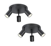 ZMH LED Plafonnier noir 3 flammes Plafonnier 2ER Spots de plafond Moderne GU10 Métal Pivotant 330° pour salon chambre couloir