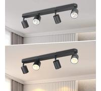 ZMH LED Plafonnier noir 4 flammes Plafonnier 2ER Spots de plafond Moderne GU10 Métal Pivotant 330° pour salon chambre couloir