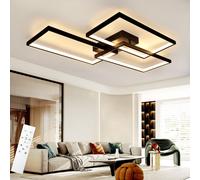 ZMH LED Plafonnier Noir Dimmable avec télécommande Salon Plafonnier 80CM 74W Moderne Rectangle Métal pour Chambre Enfants Cuisine